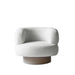 Luxurious White Fleece Swivel Accent Chair Modern Wooden Base Living Room