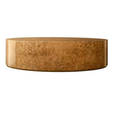 Elegant Mid-Century Modern Round Ribbed Burl Wood Living Room Coffee Table