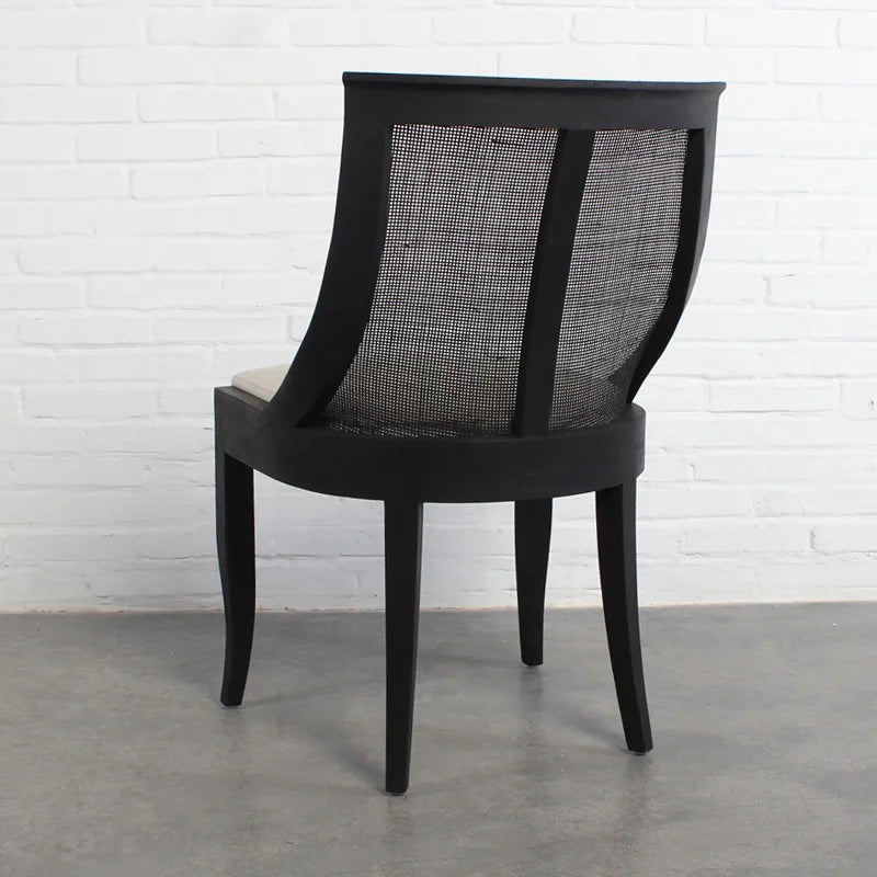 Solid Oak French Style Dining Chair with Rattan Cane Back