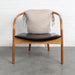 Premium Retro Solid Oak Frame Leather Lounge Chair with Upholstered Back