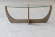 Elegant Oak Japandi Wabi-Sabi Coffee Table with Tempered Glass Top