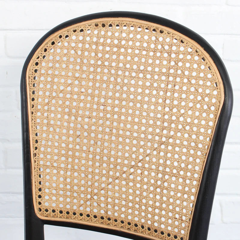 Chic Black Oak Rattan Cane Back Dining Chair for Weddings, Events, Home Decor