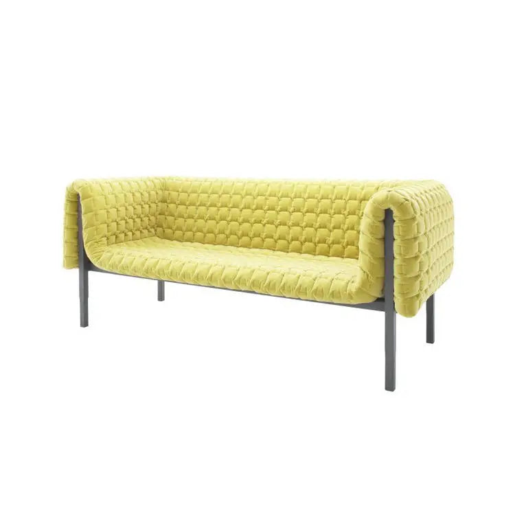 Elegant Mid-Century French Velvet 3-Seater Solid Wood Living Room Sofa