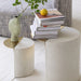 Chic Concrete & Gold Nesting Side Tables - Stackable Round Coffee Table Set