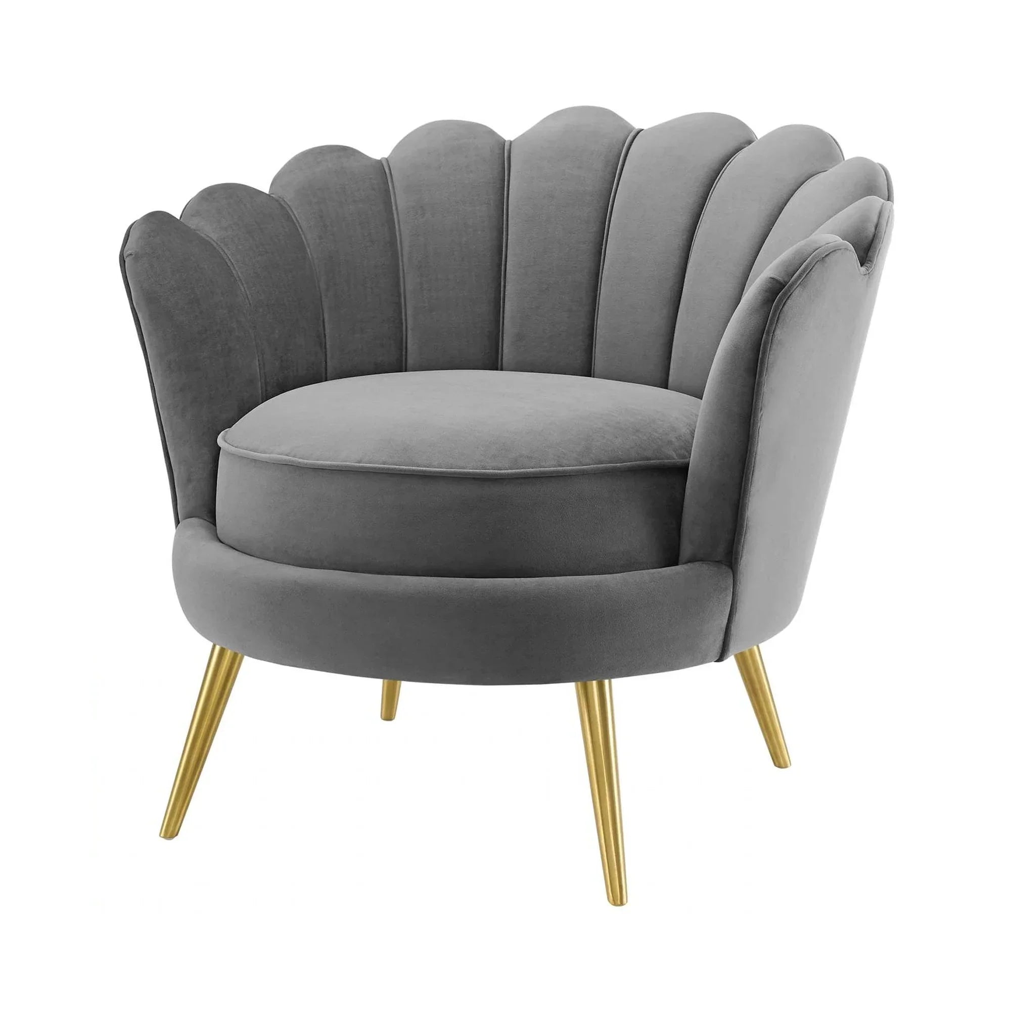 Elegant Italian Velvet Scallop Accent Armchair for Comfy Living Room Leisure