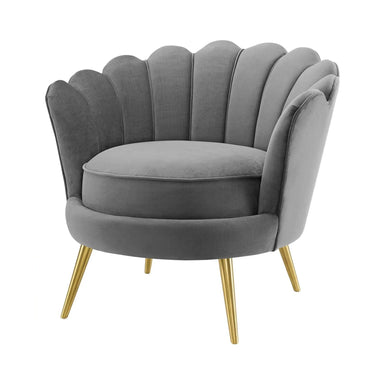 Elegant Italian Velvet Scallop Accent Armchair for Comfy Living Room Leisure