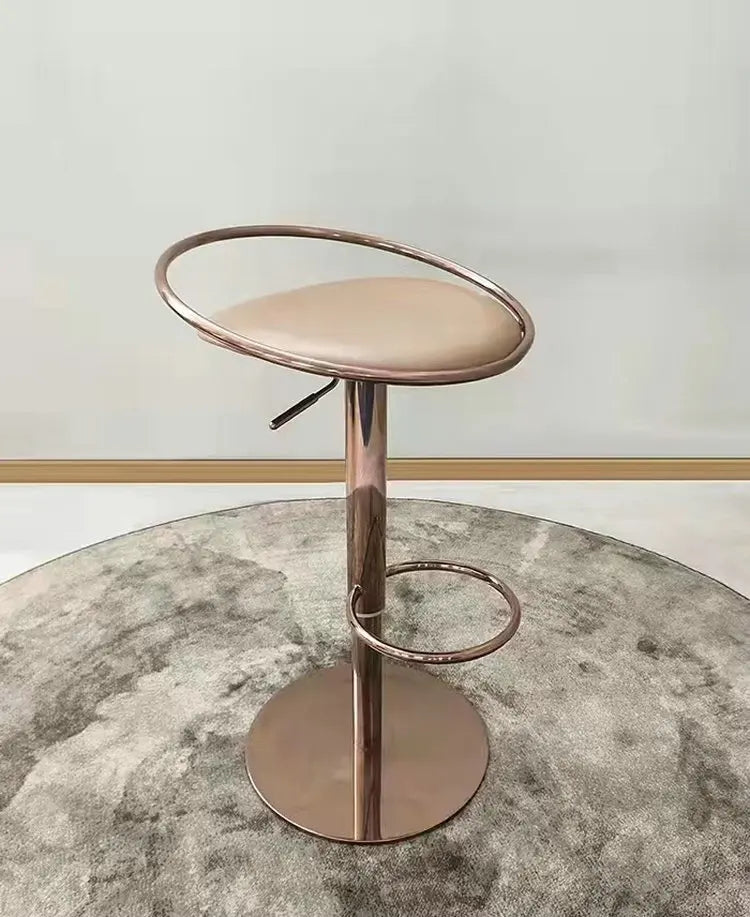 Modern Gold Stainless Steel Adjustable Bar Stool with Rotating Lift Seat
