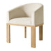 Elegant Linen Barrelback Dining Armchair - French Contemporary Solid Oak Wood