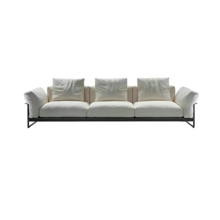 Luxurious Italian White Genuine Leather Modern 3-Seater Sectional Sofa Set