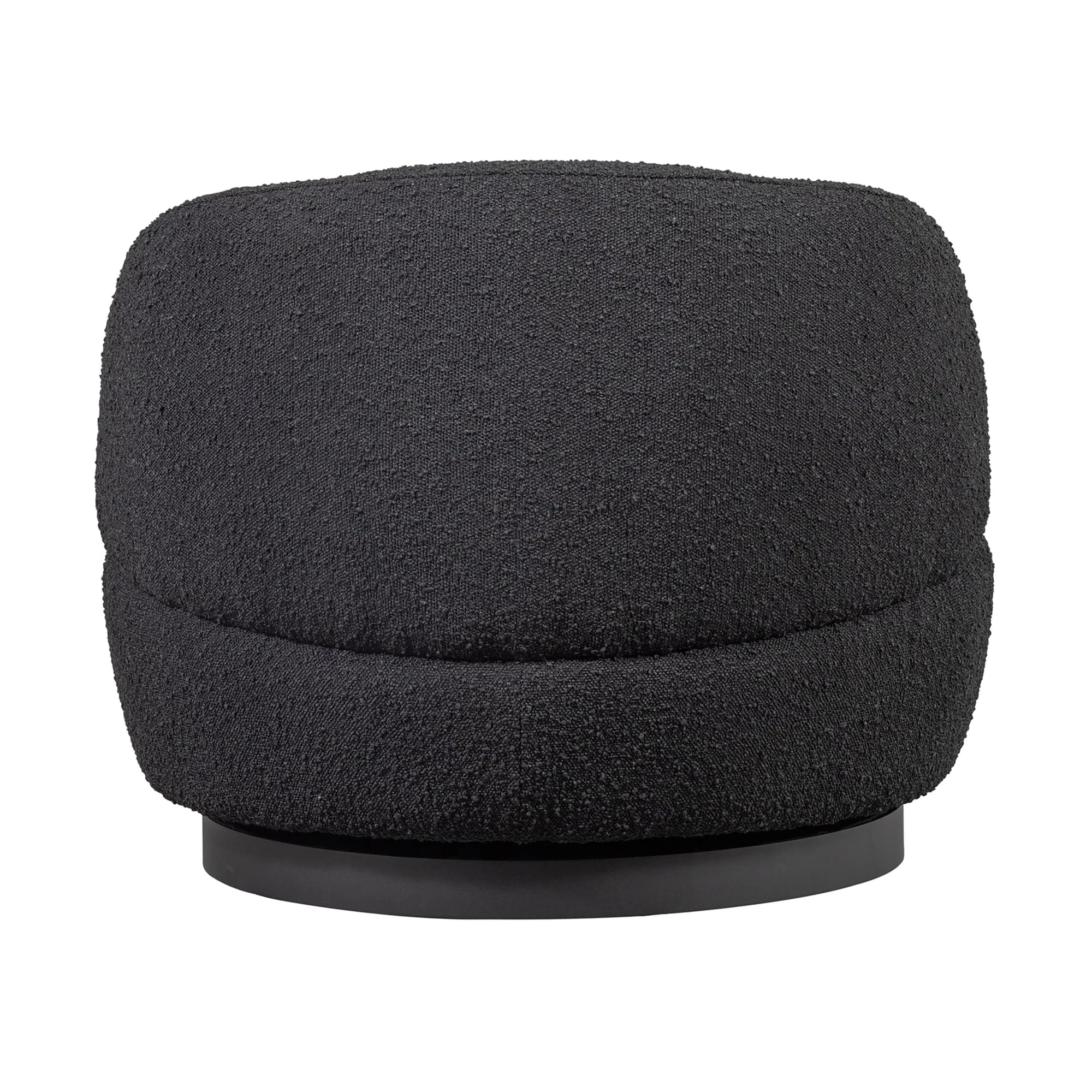 Black Boucle Swivel Armchair: Modern Metal Leg Rotation Lounge Chair