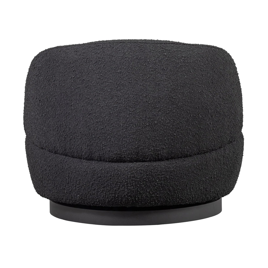 Black Boucle Swivel Armchair: Modern Metal Leg Rotation Lounge Chair