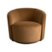 Modern Brown Velvet Swivel Barrel Chair with Curved Back Design
