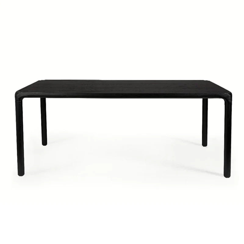 Modern Solid Oak Wood Dining Table, Custom Black Finish, Durable Home Desk