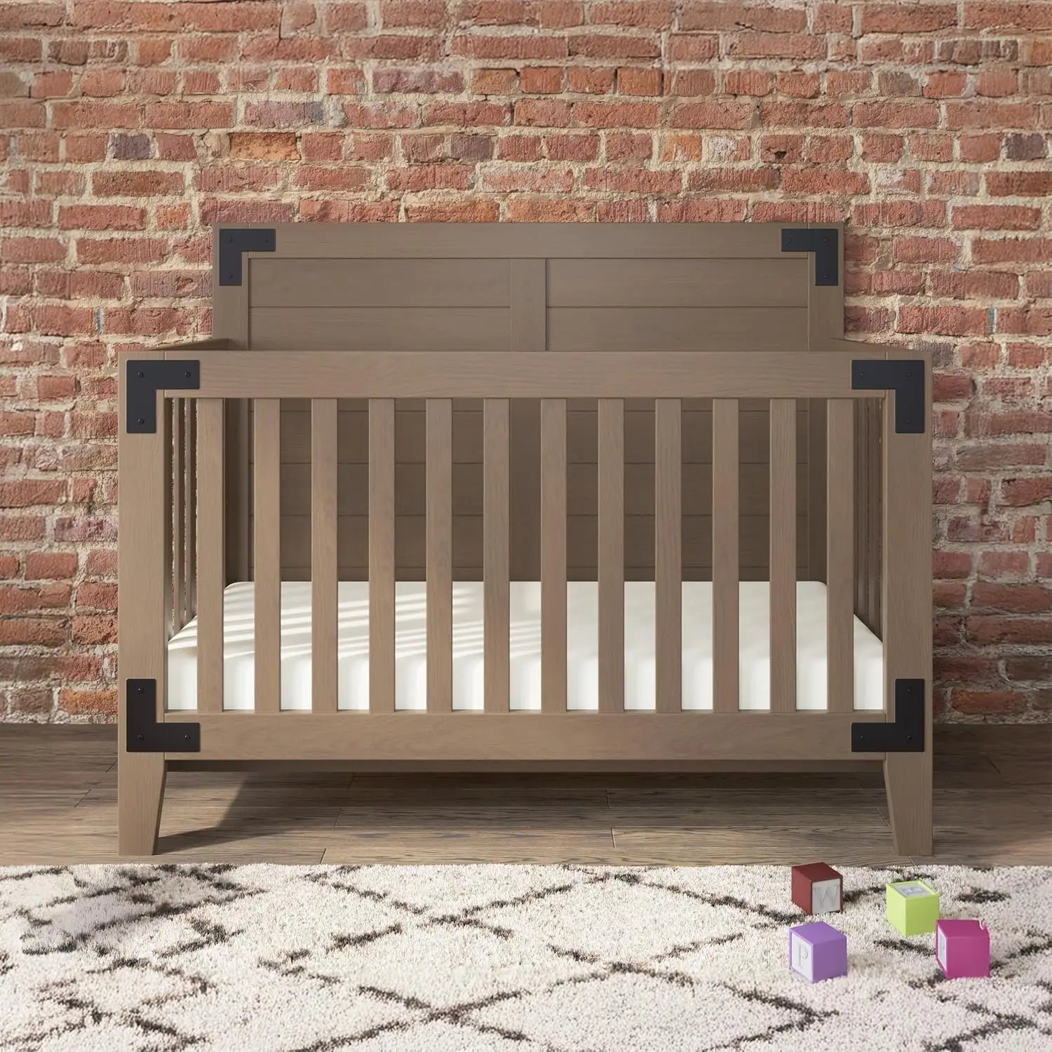 4-in-1 Convertible Baby Crib, Non-Toxic Finish, Adjustable Mattress, Day Bed