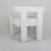 Elegant White Boucle Upholstered Dining Armchair: Modern Low Back Accent Chair
