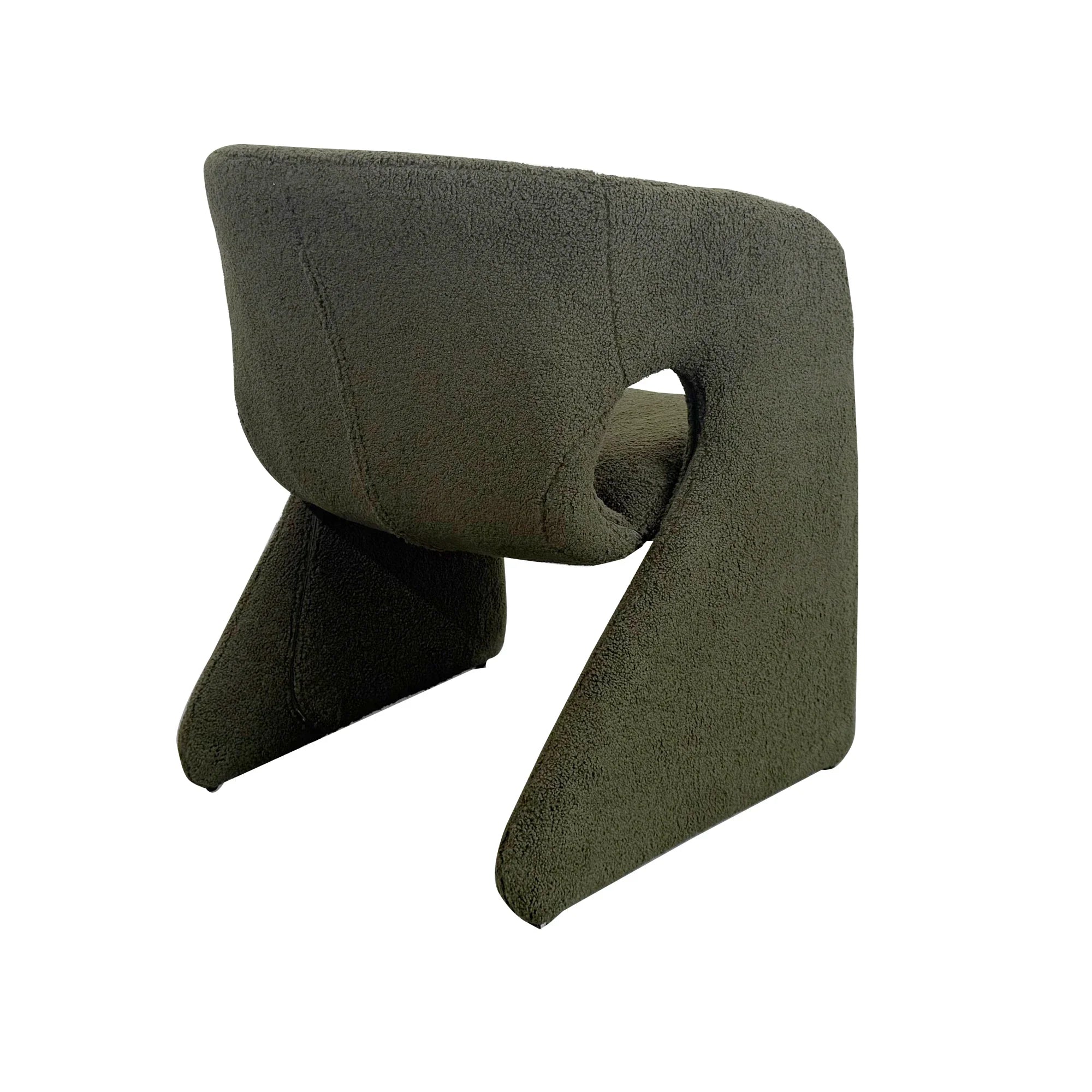 Modern Green Wool Dining Chair with Metal Legs, Gentle Slope Back Design