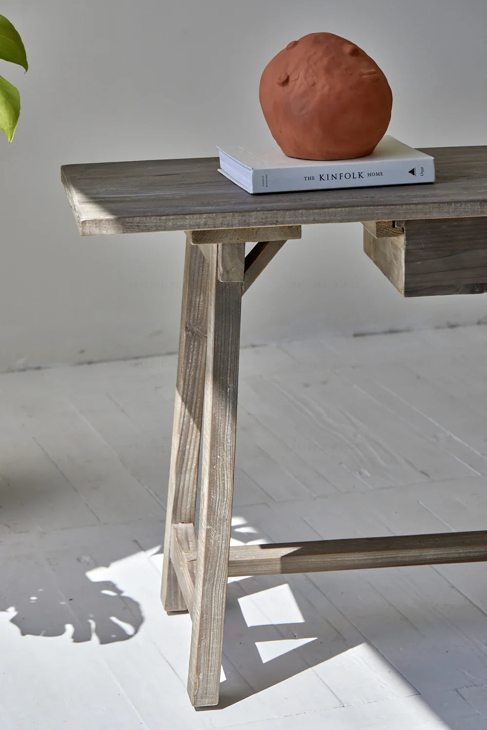 Rustic Recycled White Pine Boat Wood Console Table, Natural Finish, Retro