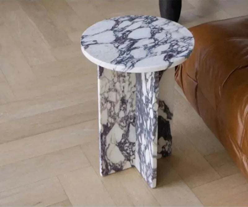 Tostone Elegant Round Marble Side Table for Living Room Decor