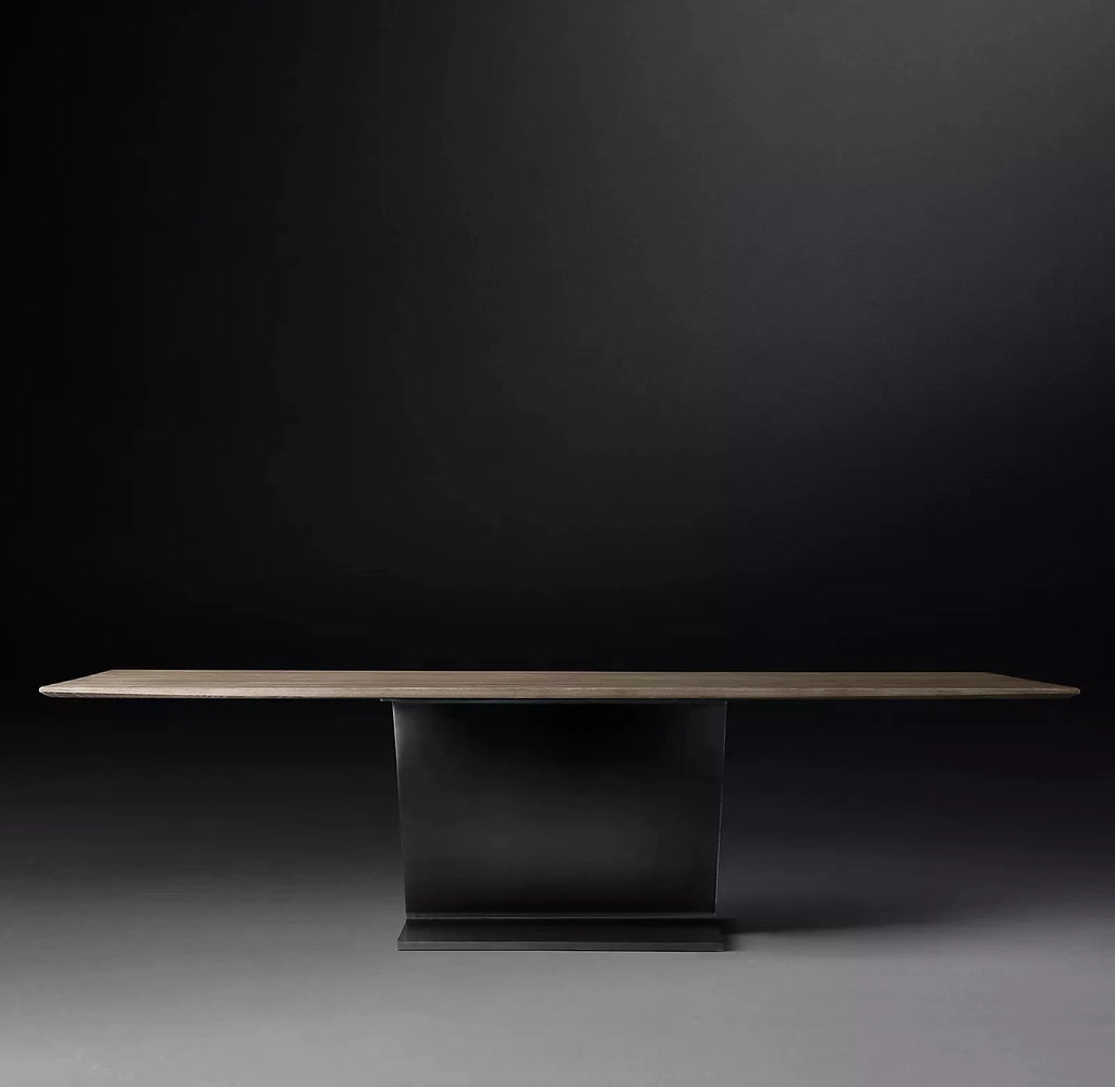 Elegant Solid Wood Plank Dining Table with Robust Metal Legs for Modern Homes
