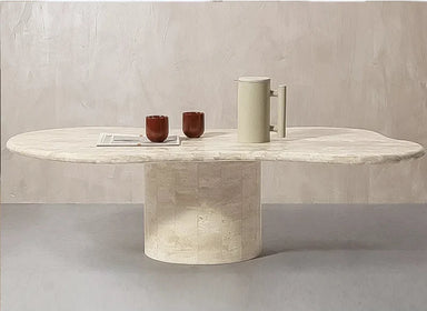 Tostone Irregular Travertine Dining Table: Customizable Minimalist Natural Stone Design