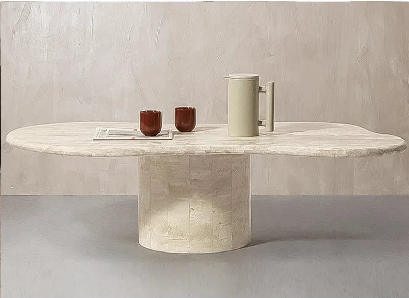 Tostone Irregular Travertine Dining Table: Customizable Minimalist Natural Stone Design