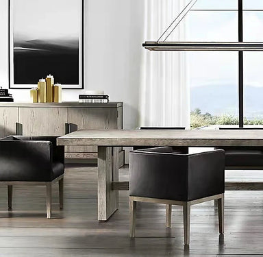 Elegant Solid Wood Dining Table, Modern Plank Design, Customizable Size, Brown Finish