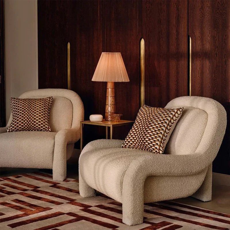 Modern White Boucle Upholstered Lounge Recliner Chair for Living Room