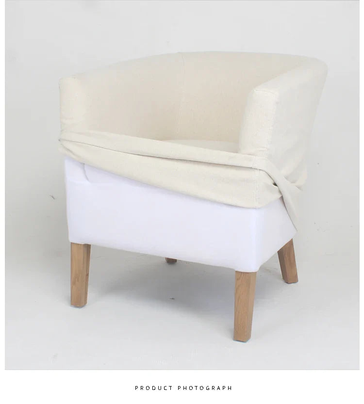 Elegant French Style Linen Dining Chair with Removable Cover, Solid Wood Frame