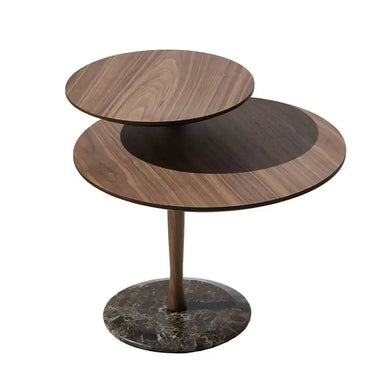 Modern Walnut Side Table with Emperador Marble Top for Living Room