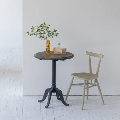 French Provincial Round Trestle Accent Table, Solid Wood Coffee Side Table