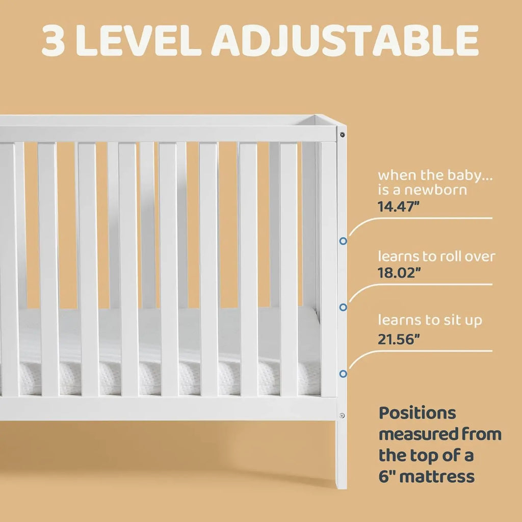 Versatile 5-in-1 Convertible Crib: Toddler, Daybed, Full-Size, 3 Height Adjustments