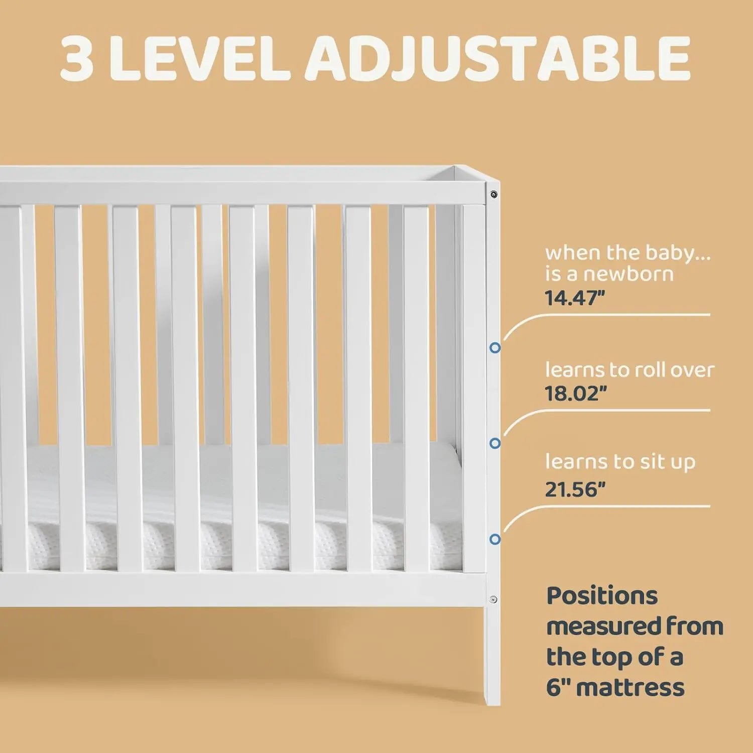Versatile 5-in-1 Convertible Crib: Toddler, Daybed, Full-Size, 3 Height Adjustments