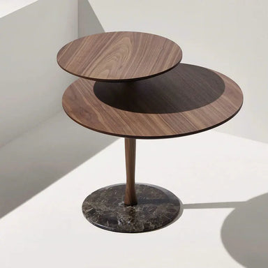 Modern Walnut Side Table with Emperador Marble Top for Living Room