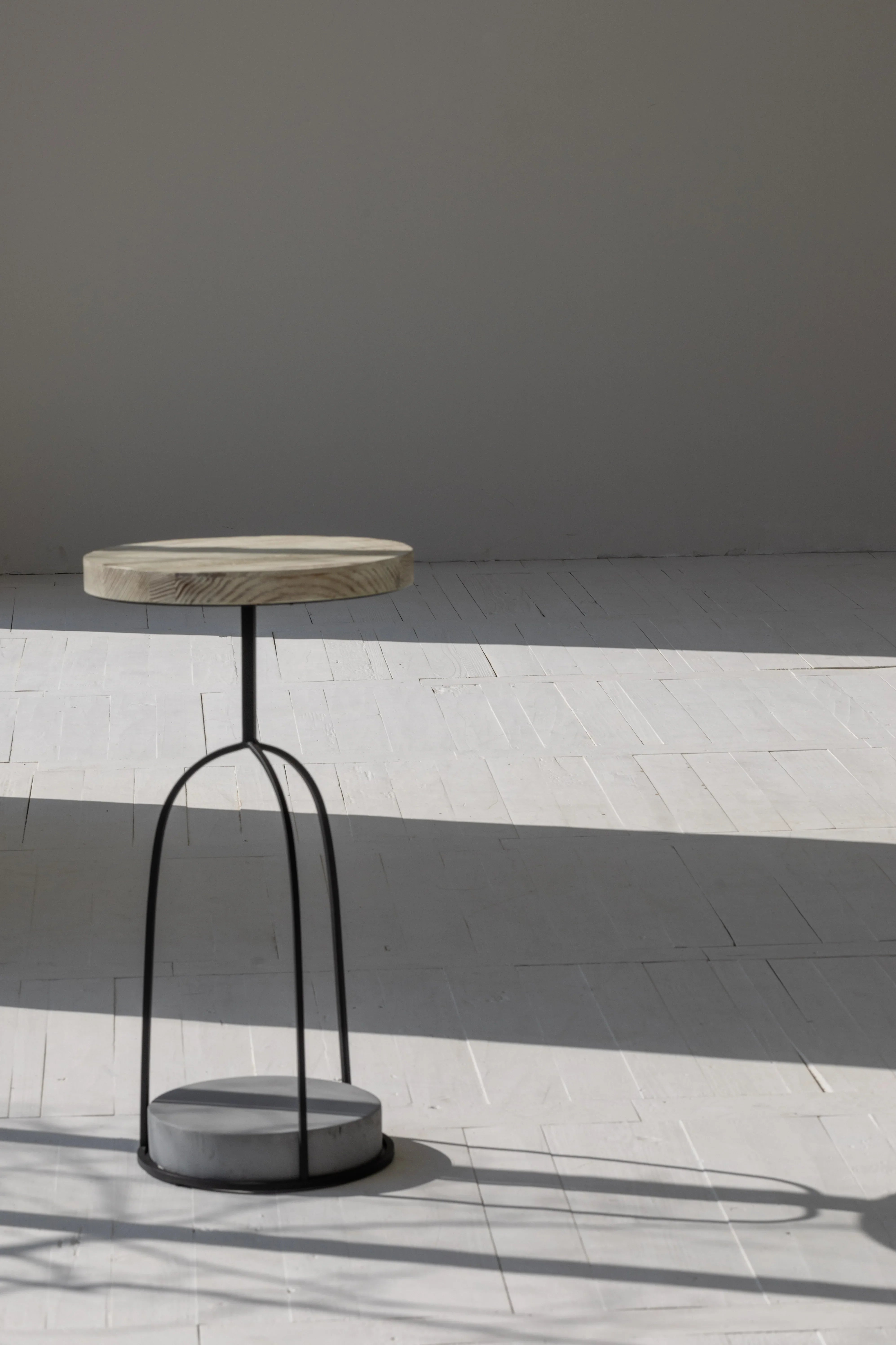 Industrial Authentic Wooden Coffee Side Table with Steel and Concrete Base