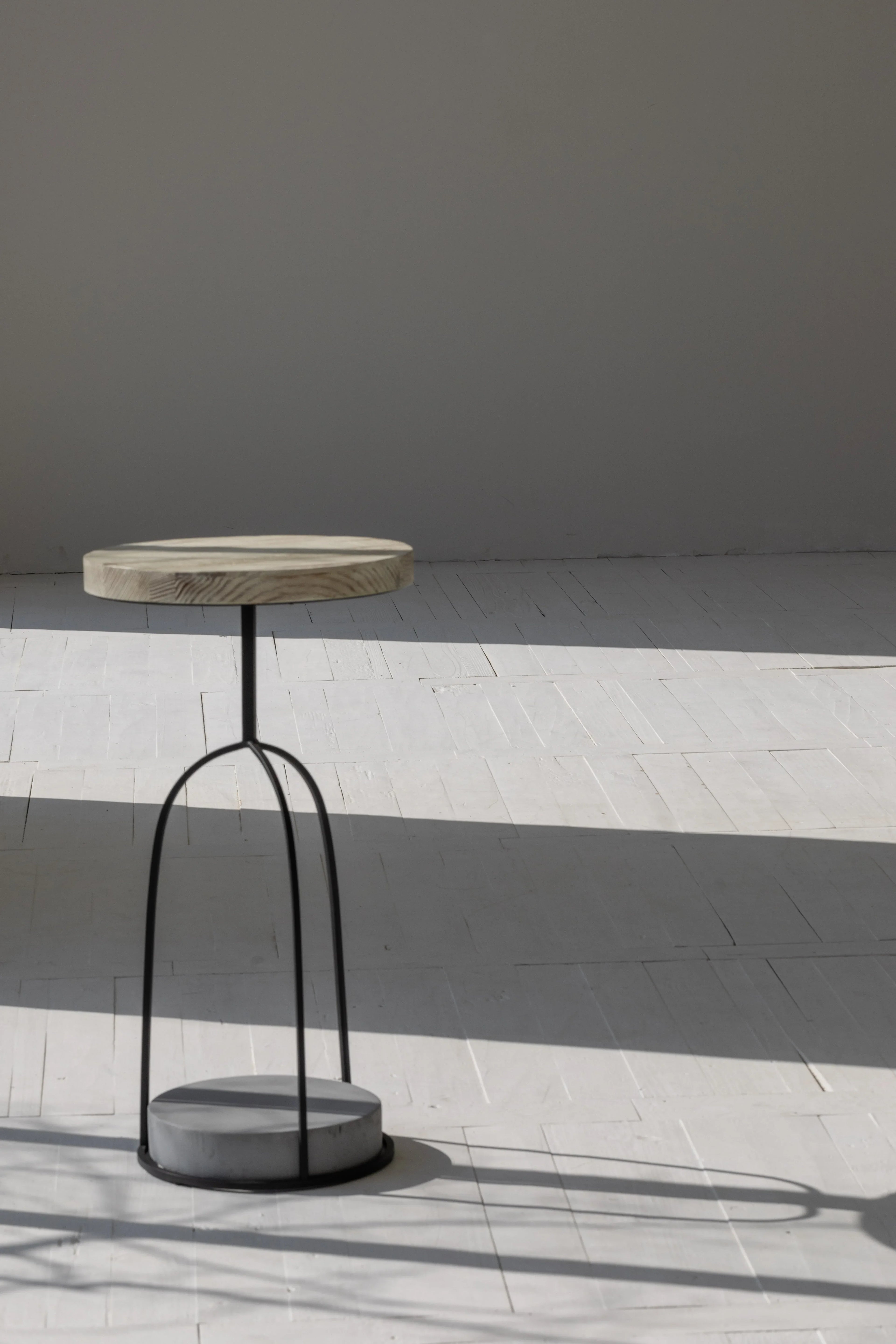 Industrial Authentic Wooden Coffee Side Table with Steel and Concrete Base