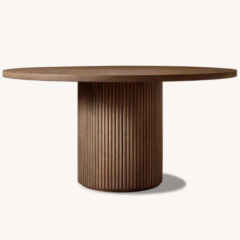 Charming American Vintage Solid Oak Round Dining Table - Custom Sizes & Colors