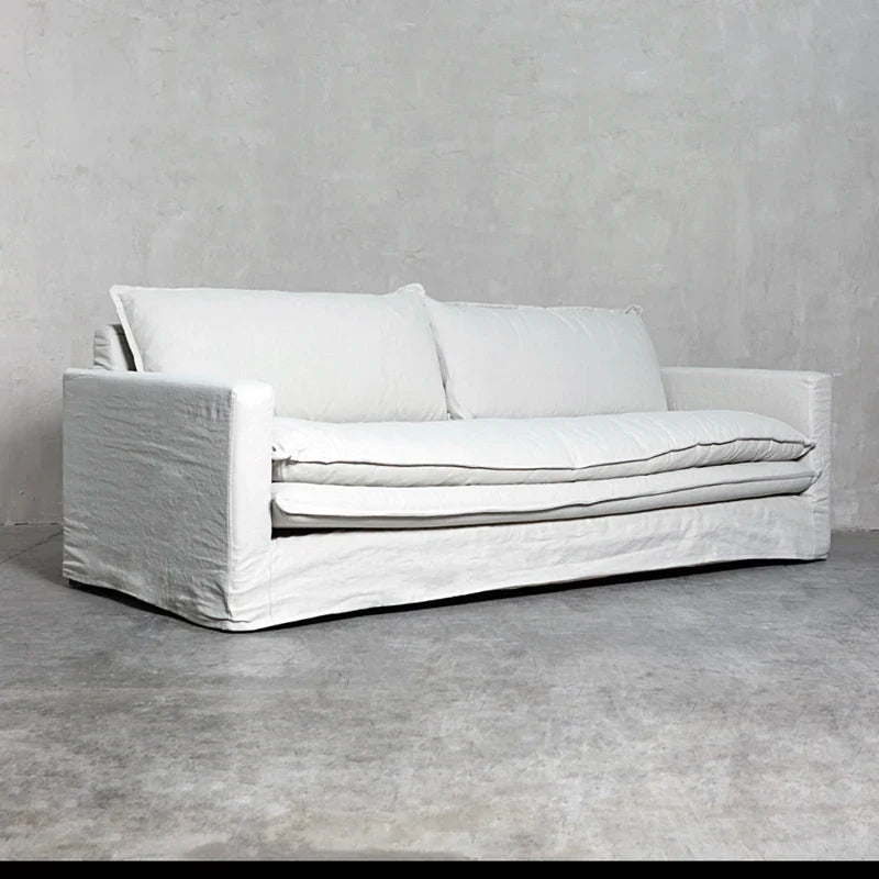 Modern Chile Style White Linen Slipcover Sofa Couch for Living Room Comfort