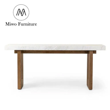 Modern Solid Wood and Marble Top Entrance Console Table