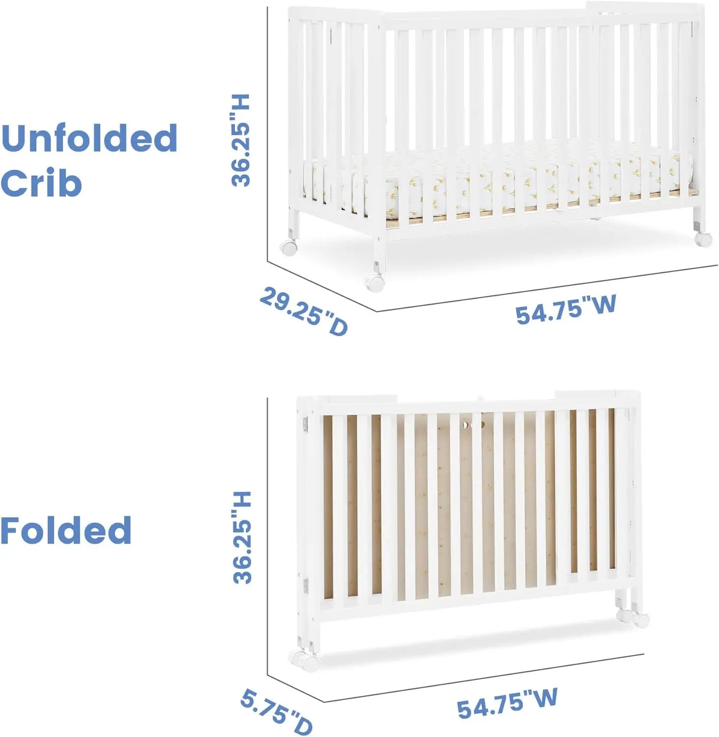 Portable Folding Wood Crib: Secure, Space-Saving, Easy-Fold Nursery Bed for Travel