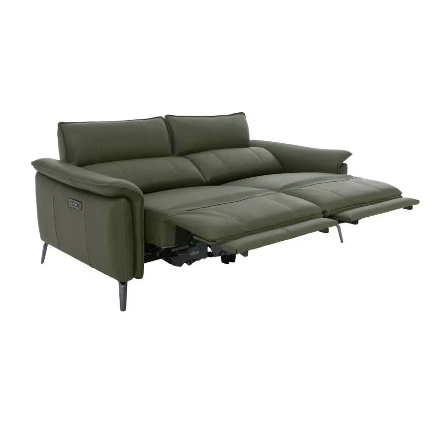 3-Seater Electric Recliner Sofa, Faux Leather, Telescopic Headrests Couch