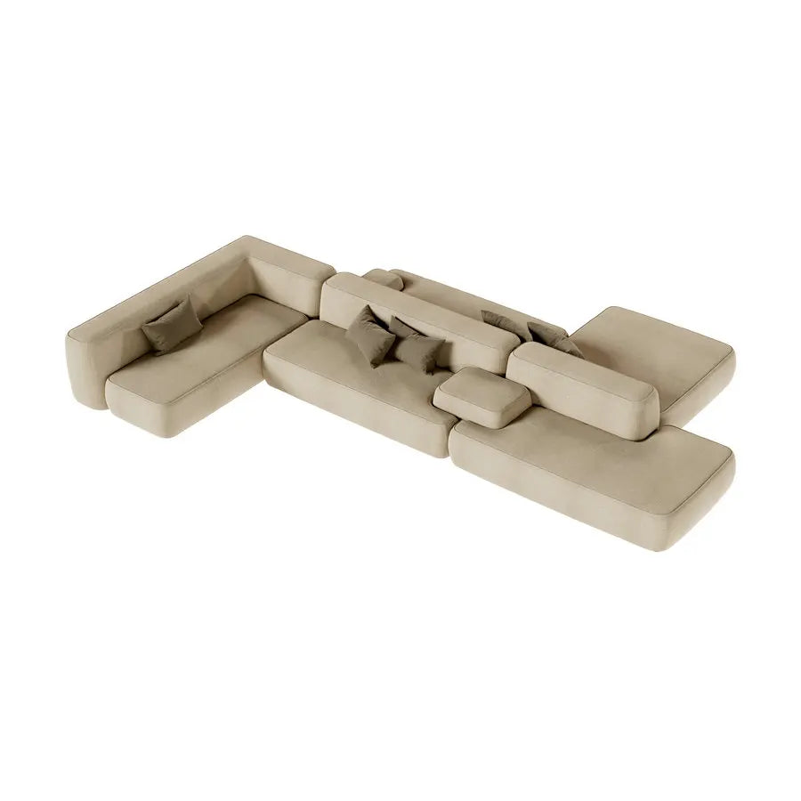 Luxury Velvet Modular Cloud Sectional Sofa - Tufted, Large, Modern Comfort