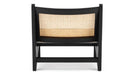Modern Natural Rattan Cane Lounge Chair, Oak Frame, Backrest, Living Room Accent