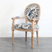 Elegant French Louis Arm Chair: Linen Upholstered, Solid Oak Wood, Antique Style