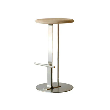 Modern Wooden Bar Stool with Leather Seat, High Counter Chair