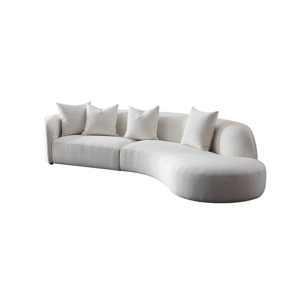 Elegant Arc Boucle Sofa, Italian Design Luxury Velvet Fabric Living Room Couch