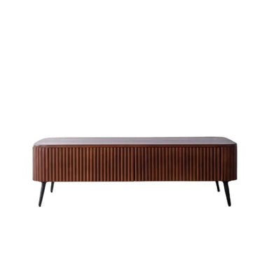 Elegant Solid Oak Wood Slat-Frame Coffee Table with Rounded Edges Storage