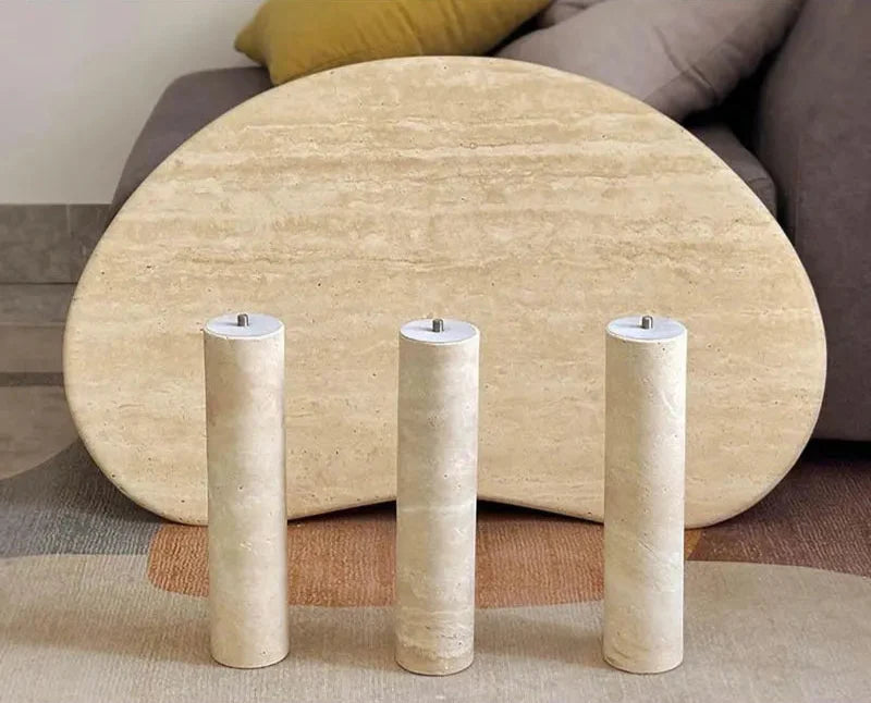 Luxurious Oval Natural Travertine Coffee Table for Modern Living Room Decor