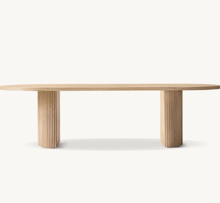 Luxury Oval Solid Wood Dining Table, Modern Design, Seats 8 People, Customizable