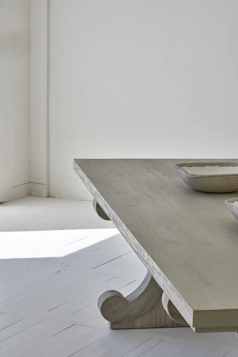 Modern Recycled Pine Wood 6-Seater Dining Table Set with Rustic Charm