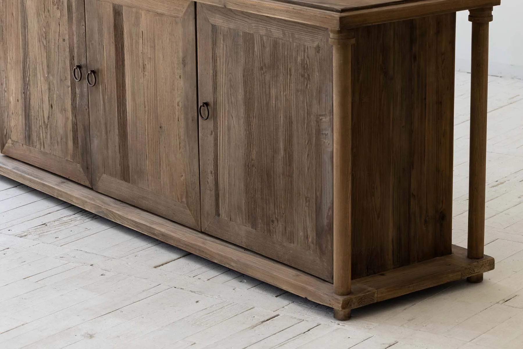 Vintage Recycled Pine Elm Sideboard Cabinet - Rustic Wooden Kitchen Storage Furniture